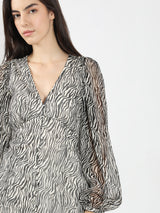 Women's Black Casual Printed Straight Fit & Flared Dress