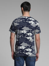 Men's Navy Casual Regular Fit Printed Half Sleeves Tshirt