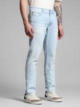 Men's Blue Casual Faded Slim Fit Low Rise Jeans