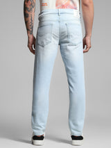 Men's Blue Casual Faded Slim Fit Low Rise Jeans