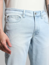 Men's Blue Casual Faded Slim Fit Low Rise Jeans