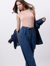 Women's Pink Casual Solid Sleeveless Top