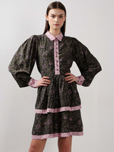 Women's Green Casual Printed Fit & Flared Dress