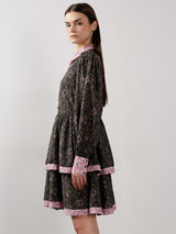 Women's Green Casual Printed Fit & Flared Dress