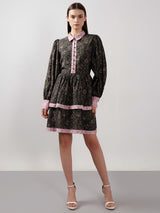 Women's Green Casual Printed Fit & Flared Dress