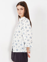 Women's White Casual Printed Half Sleeves Shirt