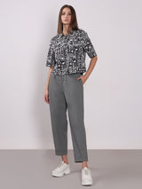 Women's Black Casual Printed Half Sleeves Shirt