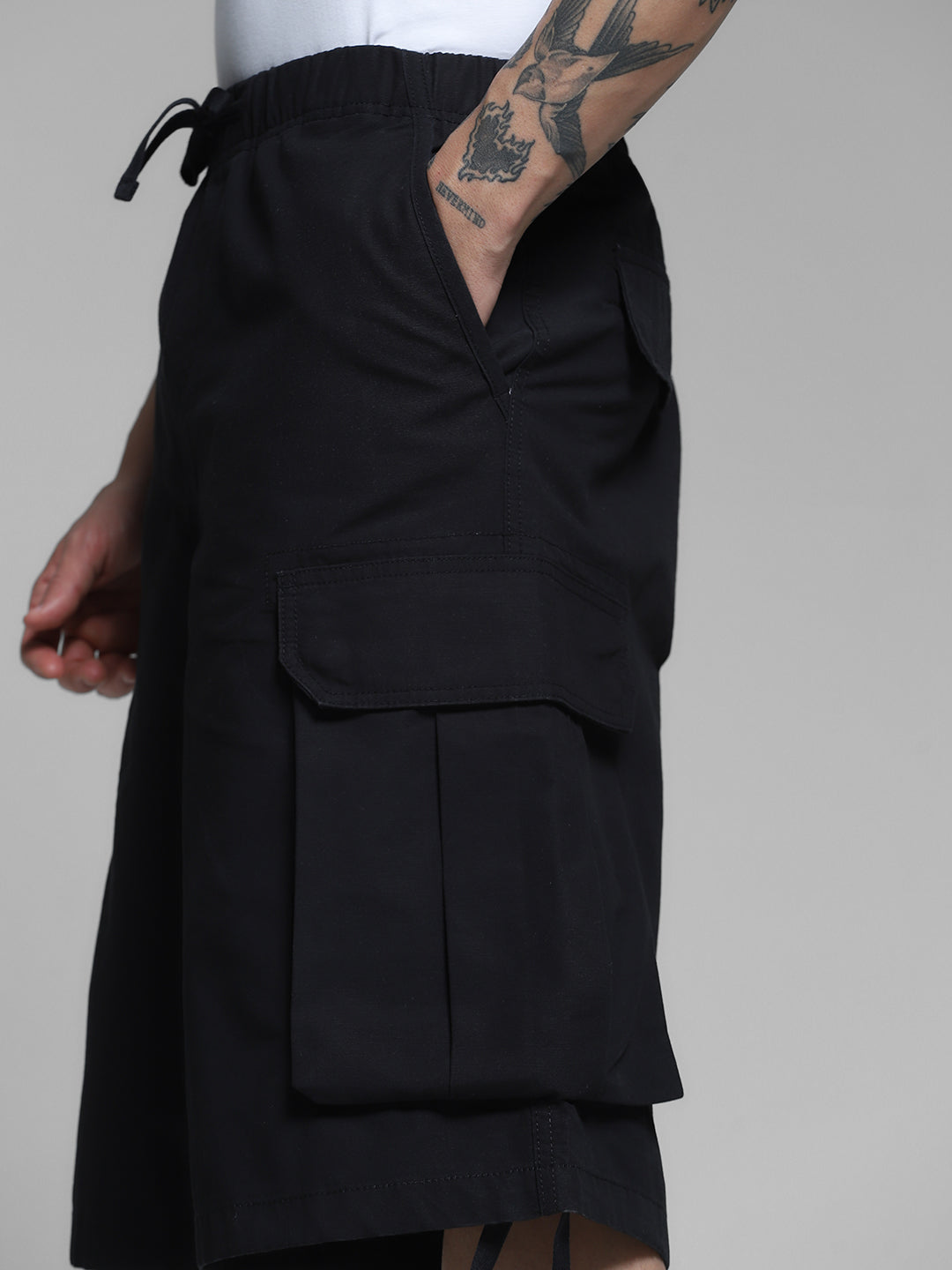 Men's Black Casual Regular Fit Solid  Shorts