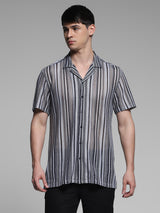 Men's Multicolor Work Regular Fit Striped Half Sleeves Shirt