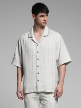 Men's White Work Oversized Fit Solid Half Sleeves Shirt