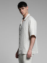 Men's White Work Oversized Fit Solid Half Sleeves Shirt