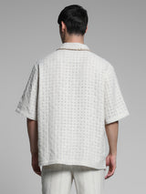 Men's White Work Oversized Fit Solid Half Sleeves Shirt