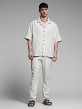 Men's White Work Oversized Fit Solid Half Sleeves Shirt