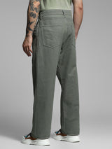 Men's Green Work Regular Fit Solid  Chinos