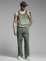Men's Green Work Regular Fit Solid  Chinos