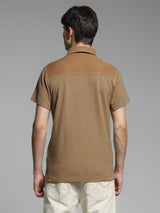 Men's Brown Casual Oversized Fit Solid Half Sleeves Polo Tshirt