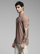 Men's Brown Casual Regular Fit Solid Half Sleeves Polo Tshirt