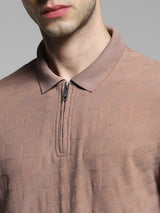 Men's Brown Casual Regular Fit Solid Half Sleeves Polo Tshirt