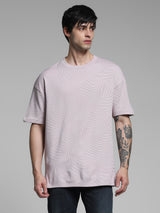 Men's Purple Casual Oversized Fit Printed Half Sleeves Tshirt