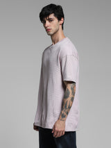Men's Purple Casual Oversized Fit Printed Half Sleeves Tshirt
