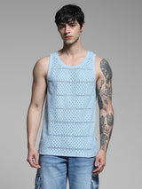 Men's Blue Casual Regular Fit Solid Sleeveless Vest