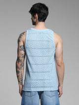 Men's Blue Casual Regular Fit Solid Sleeveless Vest