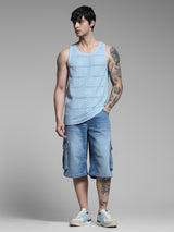 Men's Blue Casual Regular Fit Solid Sleeveless Vest