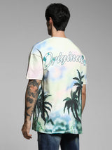 Men's Multicolor Casual Oversized Fit Printed Half Sleeves Tshirt