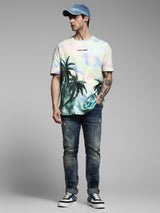 Men's Multicolor Casual Oversized Fit Printed Half Sleeves Tshirt