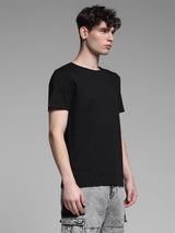 Men's Black Casual Regular Fit Solid Half Sleeves Tshirt