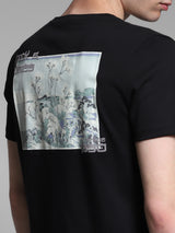 Men's Black Casual Regular Fit Solid Half Sleeves Tshirt