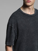 Men's Black Casual Oversized Fit Solid Half Sleeves Tshirt