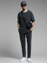 Men's Black Casual Oversized Fit Solid Half Sleeves Tshirt