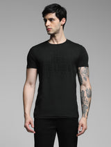 Men's Black Casual Slim Fit Solid  Tshirt