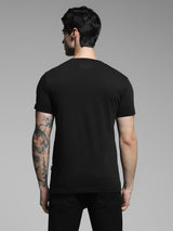 Men's Black Casual Slim Fit Solid  Tshirt