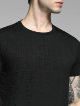 Men's Black Casual Slim Fit Solid  Tshirt