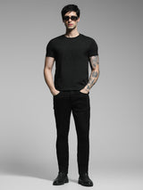 Men's Black Casual Slim Fit Solid  Tshirt