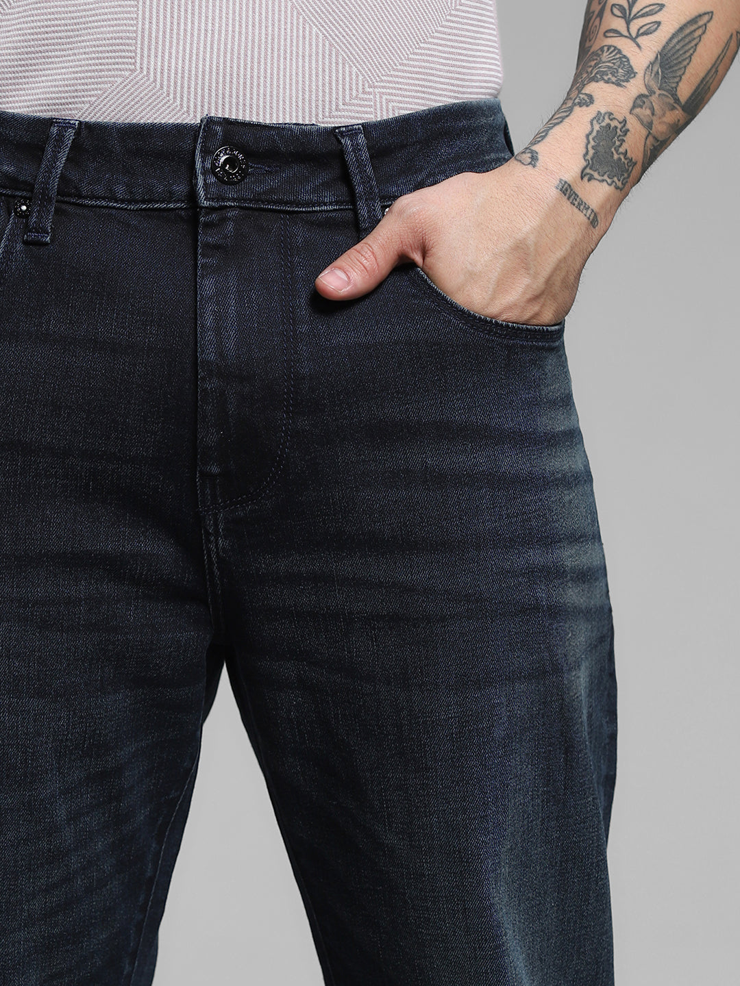 Men's Blue Casual Bootcut Solid  Jeans