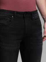 Men's Black Casual Slim Fit Solid  Jeans