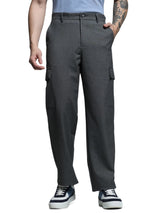 Men's Grey Straight Fit Cargo