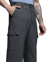 Men's Grey Straight Fit Cargo