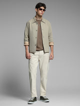 Men's Biege Casual Regular Fit Solid Full Sleeves Jacket
