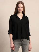 Women's Black Casual Solid Full Sleeves Shirt
