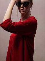 Women's Red Casual Solid Full Sleeves Shirt