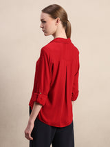 Women's Red Casual Solid Full Sleeves Shirt