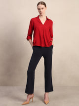 Women's Red Casual Solid Full Sleeves Shirt