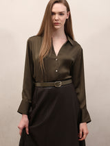 Women's Green Casual Solid Full Sleeves Shirt