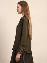 Women's Green Casual Solid Full Sleeves Shirt