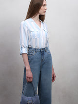 Women's White Casual Striped Full Sleeves Shirt