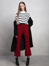 Women's Maroon Casual Solid Straight Pant